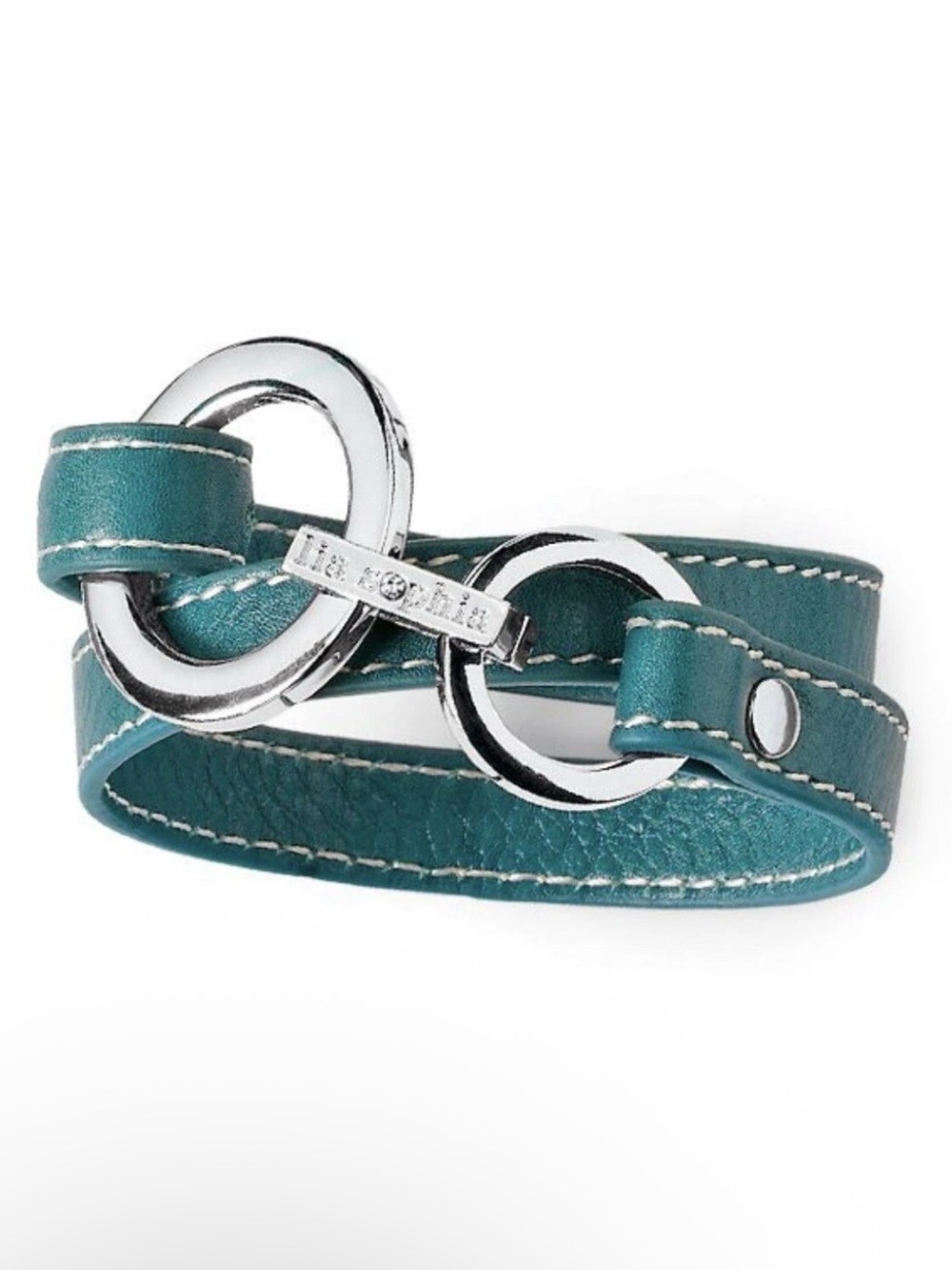Lia sophia Teal Leather Wrap Bracelet with Silver Rings